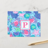 Preppy Monogram Beach Muschel Crab