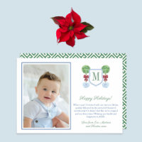 Preppy Monogram Boxwood Happy Holidays Picture