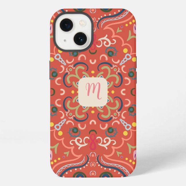 Preppy Monogram & Colorful iPhone Hülle (Rückseite)