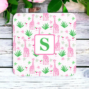 Preppy Monogram Mini Giraffes Cosmopolitans Floral Getränkeuntersetzer
