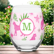 Preppy Monogram Pink Cheetah Rosa Hintergrund