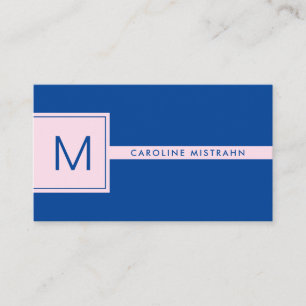Preppy Monogram Rosa und Marineblau Professional Visitenkarte