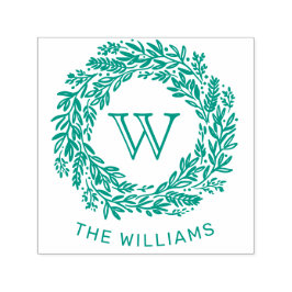 Preppy Monogram Sage Green Kranz Permastempel
