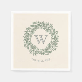 Preppy Monogram Sage Green Kranz Serviette