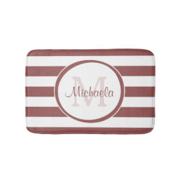 Preppy Monogram und Brosy Rosy Brown Streifen Badematte