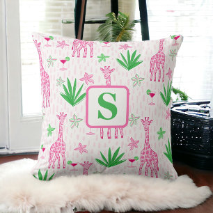 Preppy-Monogramm-Giraffen und Cosmopolitans-Dschun Kissen