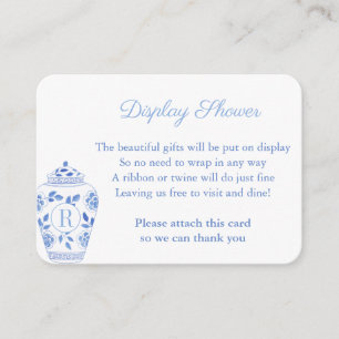 Preppy-Monogramm-Ingwer-Topf-Hochzeits-Display-Dus Begleitkarte