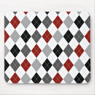 Preppy-Mousepad in Schwarz, Grau, Rot und Weiß-Ra Mousepad