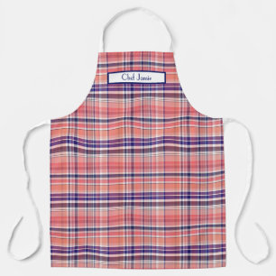Preppy Multicolor Madras Tiefrot Navy Schürze