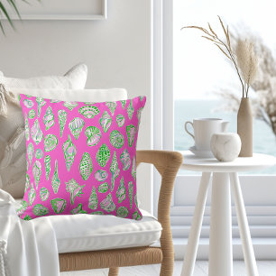 Preppy Muschel / Rosa Grüne Küstenstrandhaus Kissen