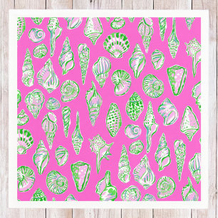 Preppy-Muscheln am heißen rosa Meer Serviette