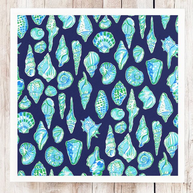 Preppy-Muscheln auf Navy-Background Serviette (Von Creator hochgeladen)