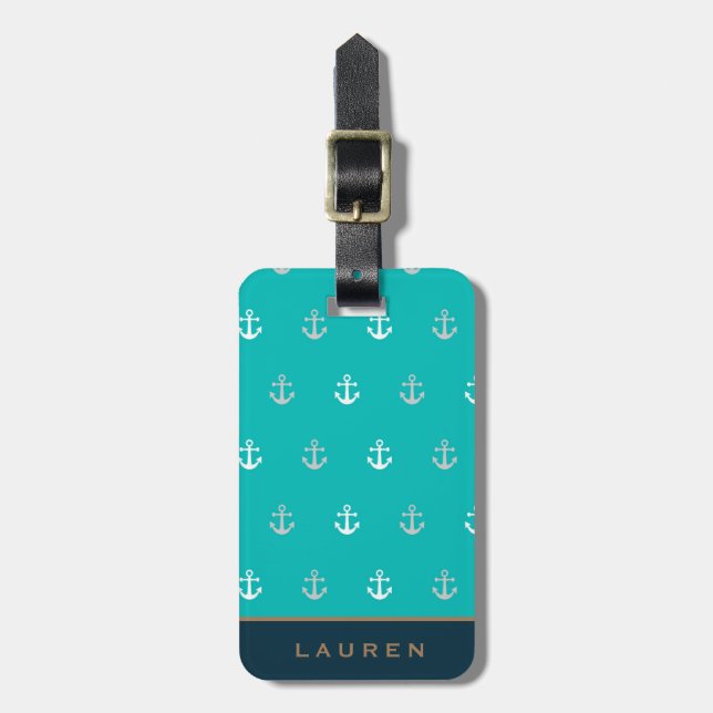 Preppy Nautic ⎢ Monogram Luggage Tag Gepäckanhänger (Vorderseite vertikal)