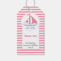 Preppy Nautic Pink Sail Away Geburtstag Vielen Dan