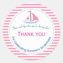 Preppy Nautic Pink Sail Away Geburtstag Vielen Dan