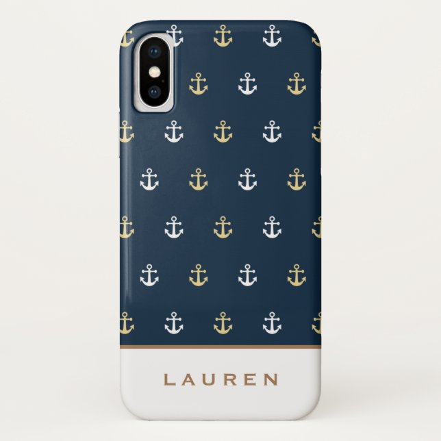 Preppy Nautical ⎢ Monogram iPhone Case (Rückseite)