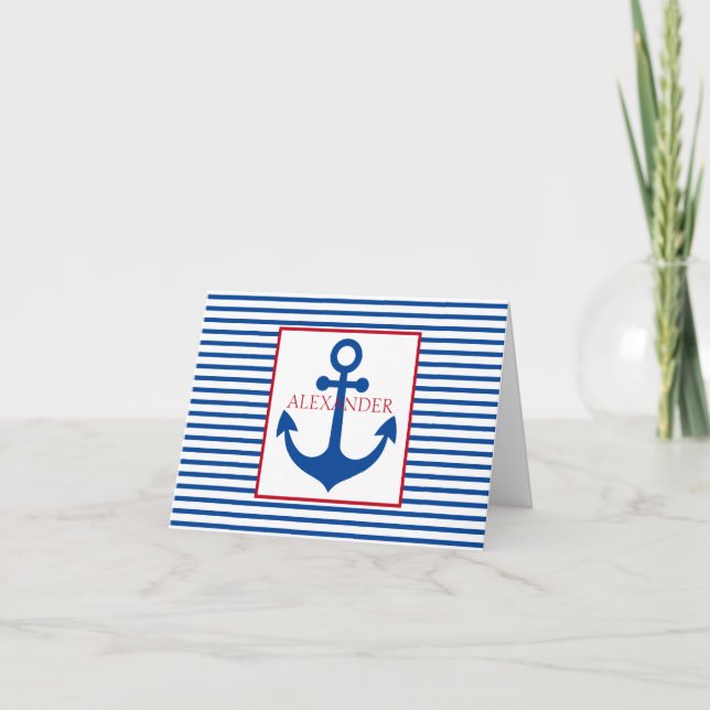 Preppy Nautical Stripes and Anchor Personalized (Vorderseite)