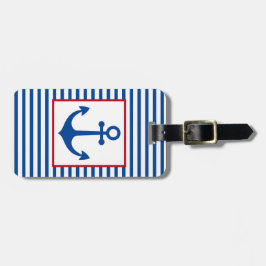 Preppy Nautical Stripes and Anchor Personalized Gepäckanhänger