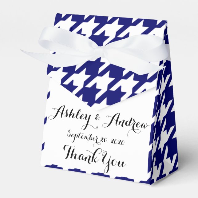 Preppy Navy Blue and White Hahnentrittmuster Muste Geschenkschachtel (Vorderseite)