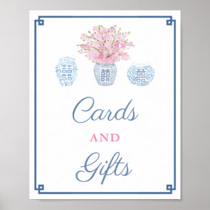 Preppy Navy Pink Karten und Geschenke Hochzeitsdus Poster