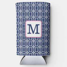 Preppy Navy White Octagon Geometric Monogram Selters Dosenkühler