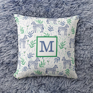 Preppy Navy Zebra Martinis White Monogramm Kissen