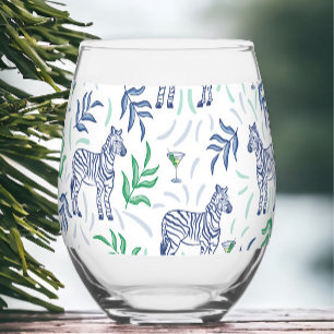 Preppy Navy Zebra Martinis White Weinglas Ohne Stiel