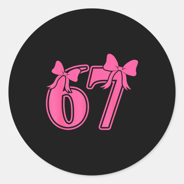 Preppy Nk Coquette Bow Lace 67 Six Seven Meme Wome Runder Aufkleber (Vorderseite)