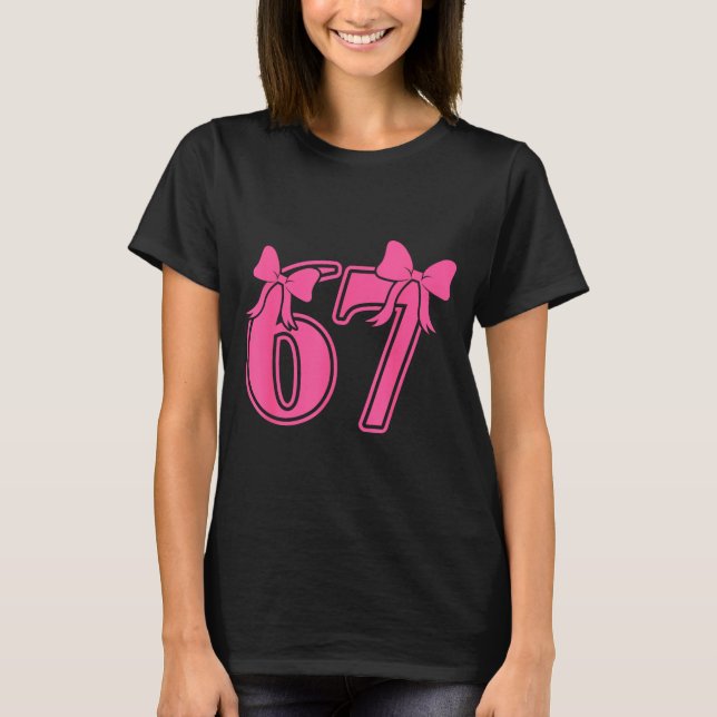 Preppy Nk Coquette Bow Lace 67 Six Seven Meme Wome T-Shirt (Vorderseite)