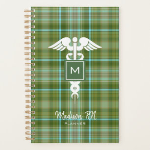 Preppy Nurse Medical Green Kariert Personalisiert Planer