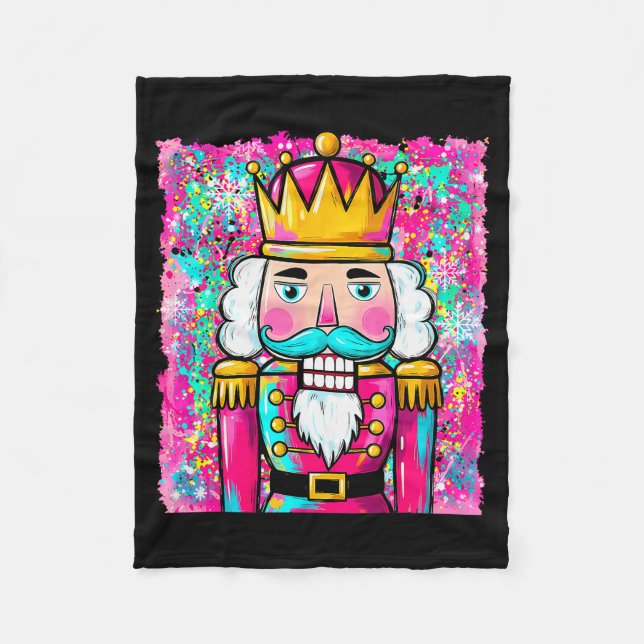 Preppy Nutcracker Merry Christmas Xmas Pajamas Wom Fleecedecke (Vorderseite)