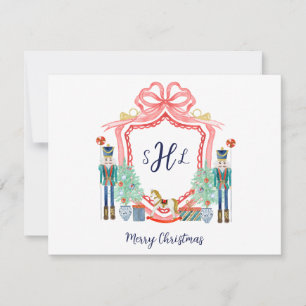 Preppy Nutcracker Monogram Foto Christmas Card Mitteilungskarte