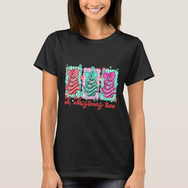 Preppy Oh Christmas Tree Funny Xmas Cakes Retro Co T-Shirt (Vorderseite)