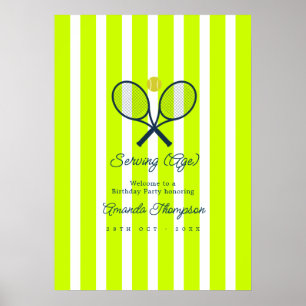 Preppy Optic Gelb Tennis Geburtstagsfeier Willkomm Poster
