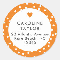 Preppy Orange Heart Polka Dots Niedlich Girly Addr