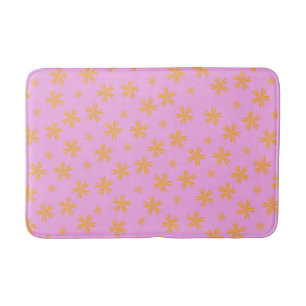 Preppy Orange Pink Floral Einfaches Blume Muster Badematte