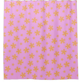 Preppy Orange Pink Hippie Blume Muster Duschvorhang