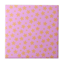 Preppy Orange Pink Hippie Blume Muster Fliese