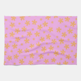 Preppy Orange Pink Hippie Blume Muster Geschirrtuch
