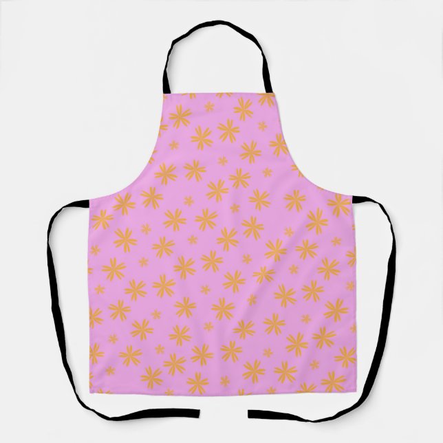 Preppy Orange Pink Hippie Blume Muster Schürze (Vorderseite)