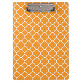 Preppy Orange Quatrefoil Klemmbrett