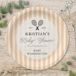 Preppy Orange Tennis Country Club Kinderdusche Pappteller