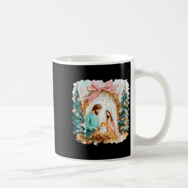 Preppy Painted Christian Nativity Scene God Faith  Kaffeetasse (Rechts)