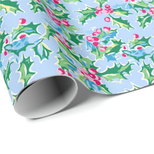 Preppy Palm Beach Christmas Holly Geschenkpapier
