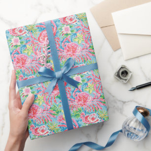 Preppy Palm Beach Floral Crabs Muster Geschenkpapier