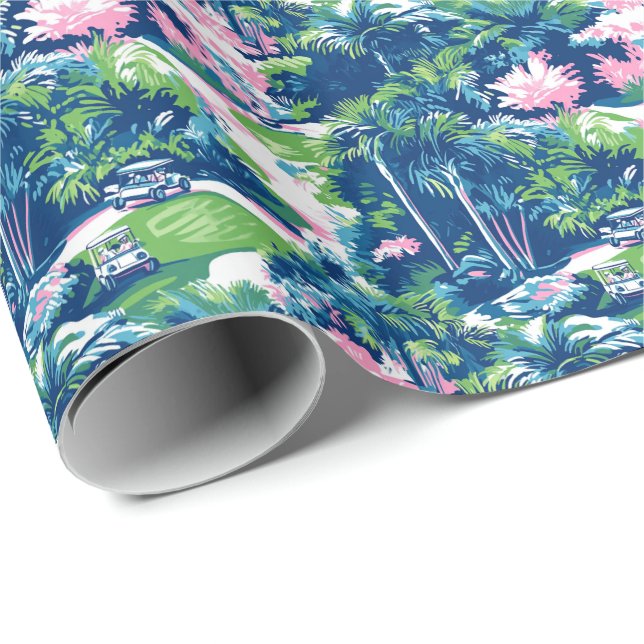 Preppy Palm Beach Golf Geschenkpapier (Rolleneckpunkt)