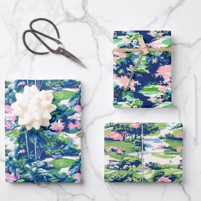 Preppy Palm Beach Golf Geschenkpapier Set (Vorderseite)