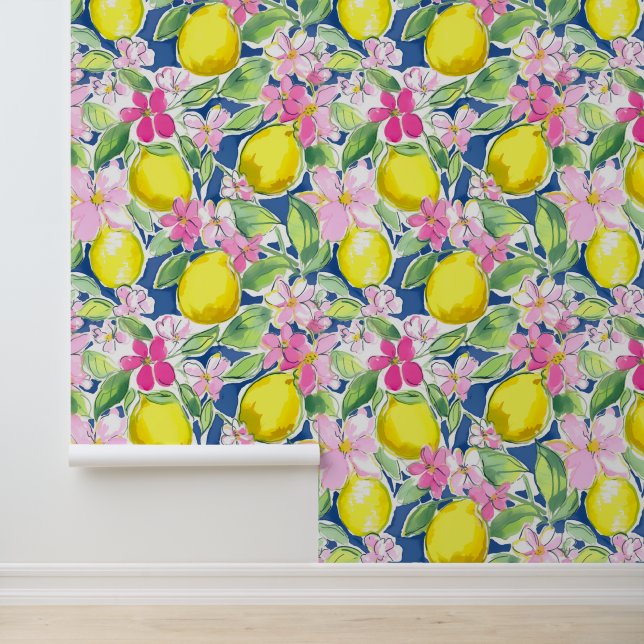 Preppy Palm Beach Lemons Tapete (Anwendung)
