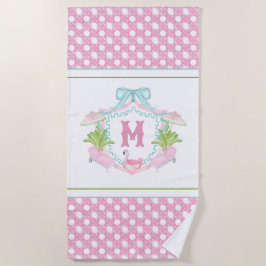 Preppy Palm Beach Monogram Crest Strandtuch