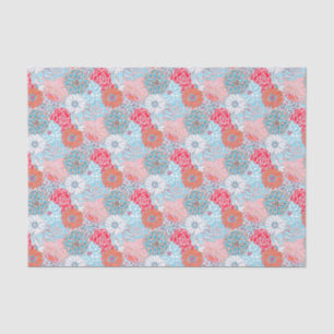 Preppy Palm Beach Print, Aquamarine und rote Blume Seidenpapier